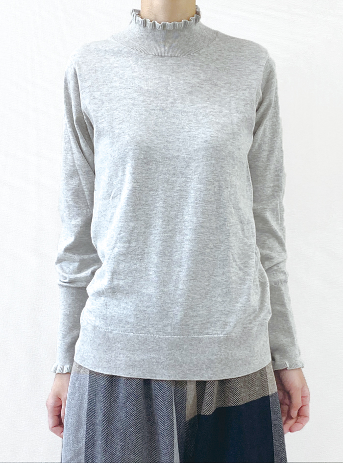 50％OFF! 綿ニットフリルハイネックプルオーバー ELLIFE ONLINE SHOP