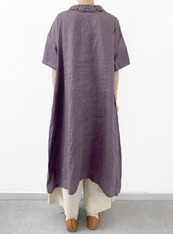 【SALE】 リネン衿刺繍前開きワンピース ELLIFE SHOP ONLINE ワンピース