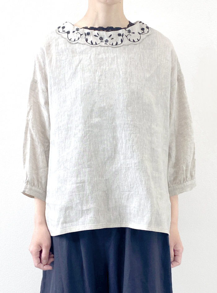 リネン衿刺繍2wayブラウス ELLIFE ONLINE SHOP