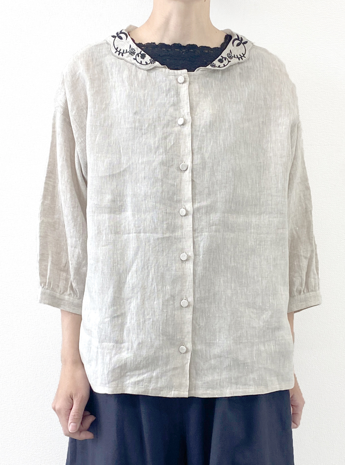 リネン衿刺繍2wayブラウス ELLIFE ONLINE SHOP