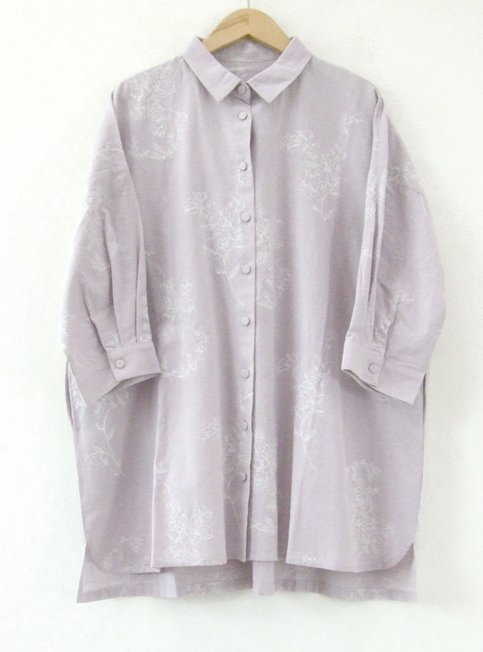 線画刺繍シャツチュニックブラウス ELLIFE ONLINE SHOP
