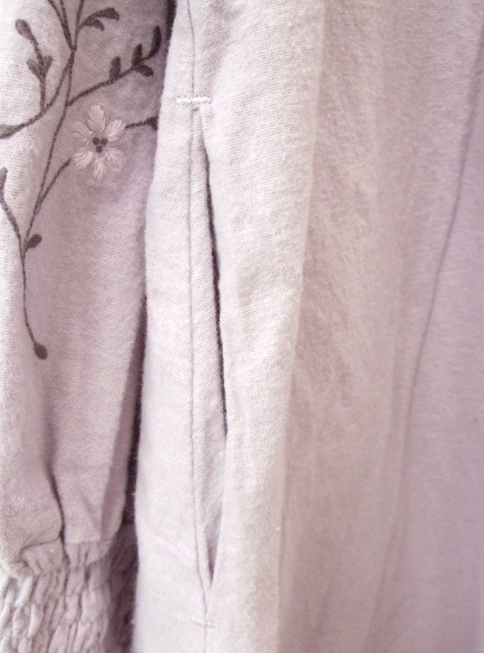 綿起毛袖刺繍前開きワンピース ELLIFE ONLINE SHOP