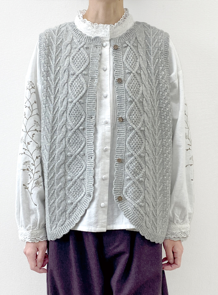 ウール混ニットケーブル2WAYベスト ELLIFE ONLINE SHOP