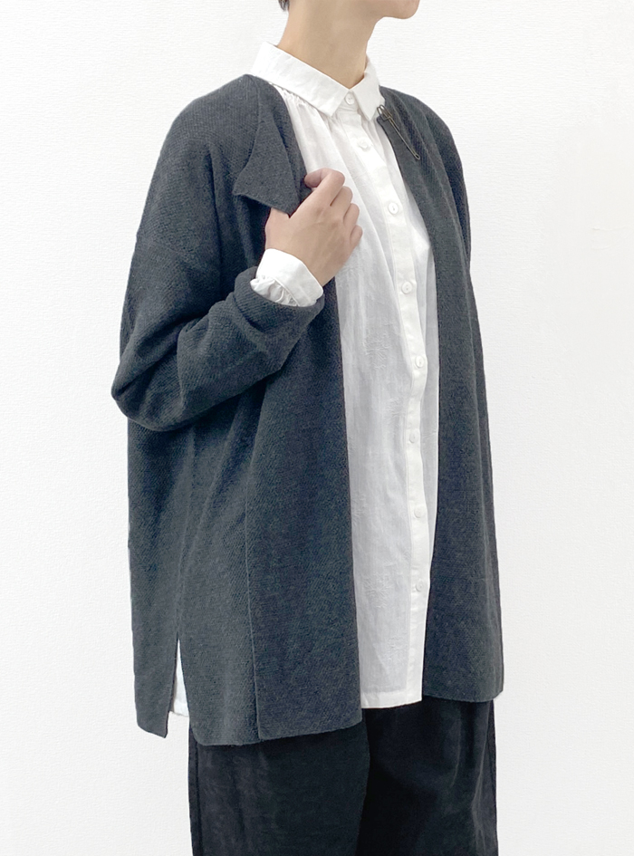 美品⁂センソユニコ⁂メフウ⁂ロングニットチュニック　凸凹生地　ストライプ　M 美品⁂センソユニコ⁂メフウ⁂ロングニットチュニック 凸凹生地