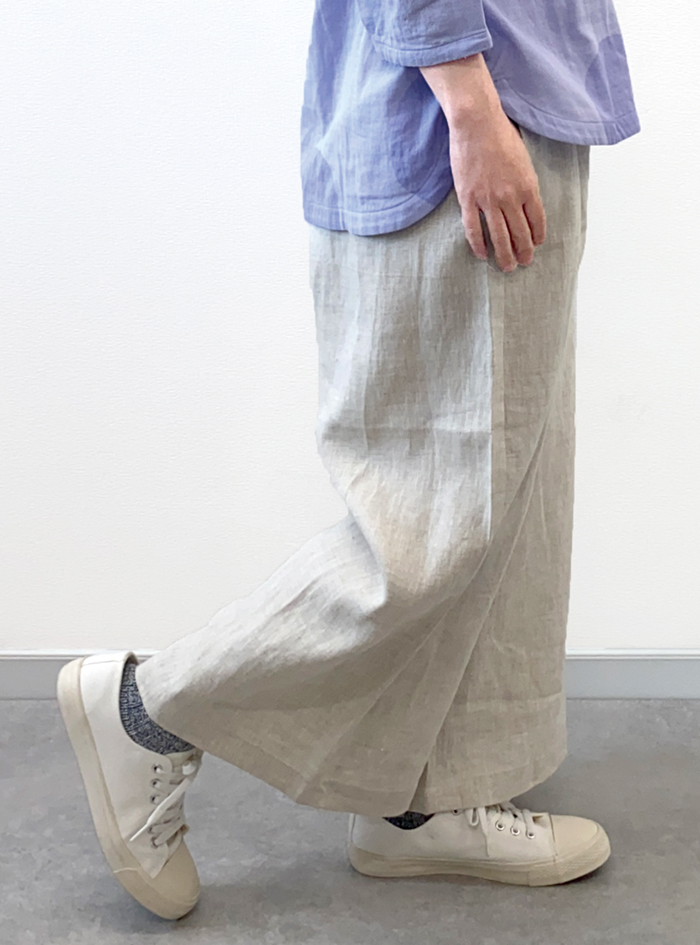 ebure リネン　オールインワン　ワイドパンツ　生成り 中古】エブール ebure ワイドパンツ ハイウエスト リネンパンツ