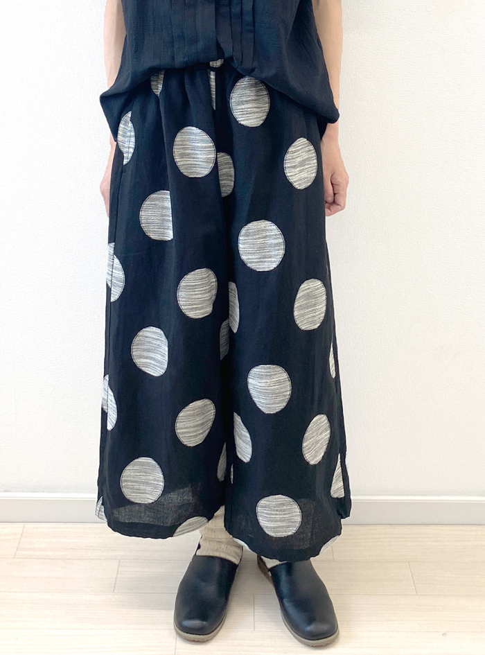@ellecy ドット サルエルパンツ バルーン ブラック ドットジャガードバルーンパンツ ELLIFE ONLINE SHOP