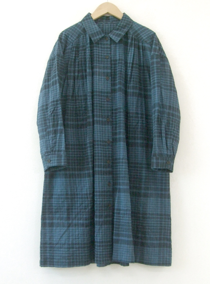 シャーリングチェックシャツワンピース ELLIFE ONLINE SHOP