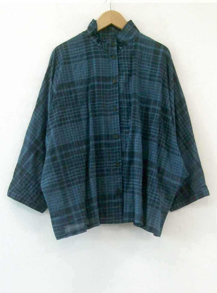 シャーリングチェックドルマンブラウス ELLIFE ONLINE SHOP