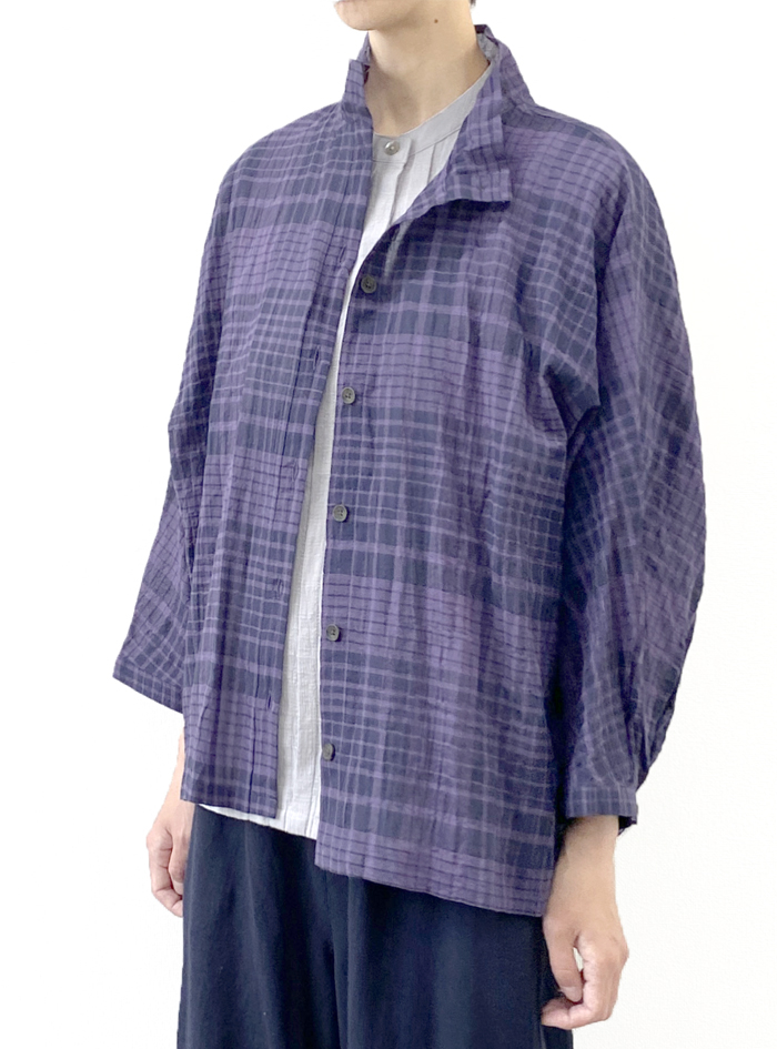 シャーリングチェックドルマンブラウス ELLIFE ONLINE SHOP