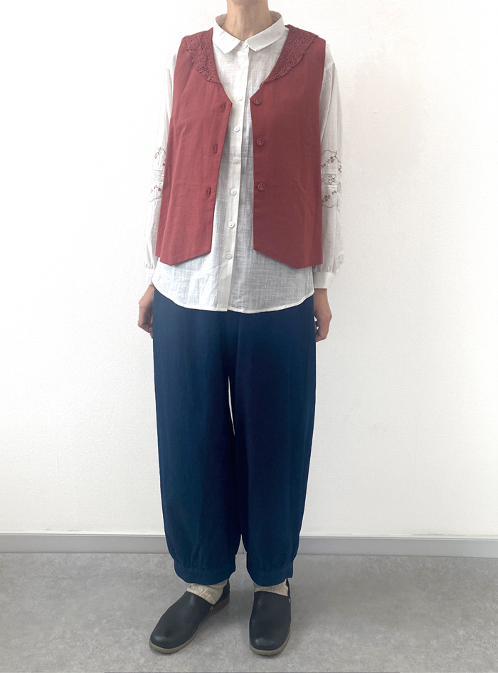 綿麻レースカラーベスト ELLIFE ONLINE SHOP