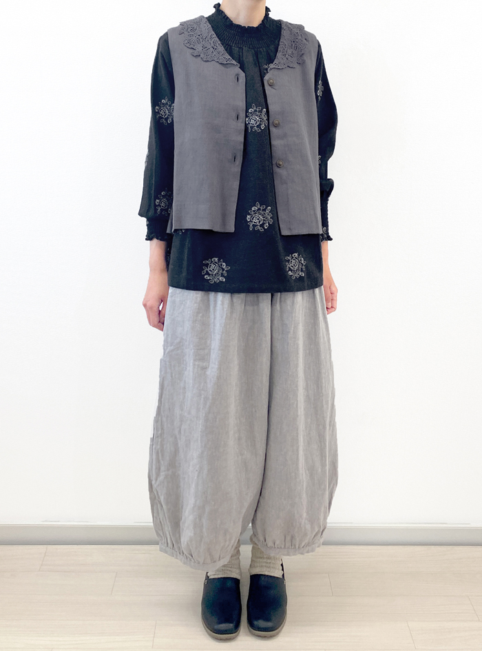 50％OFF! 綿麻刺繍シャーリングプルオーバー ELLIFE ONLINE SHOP