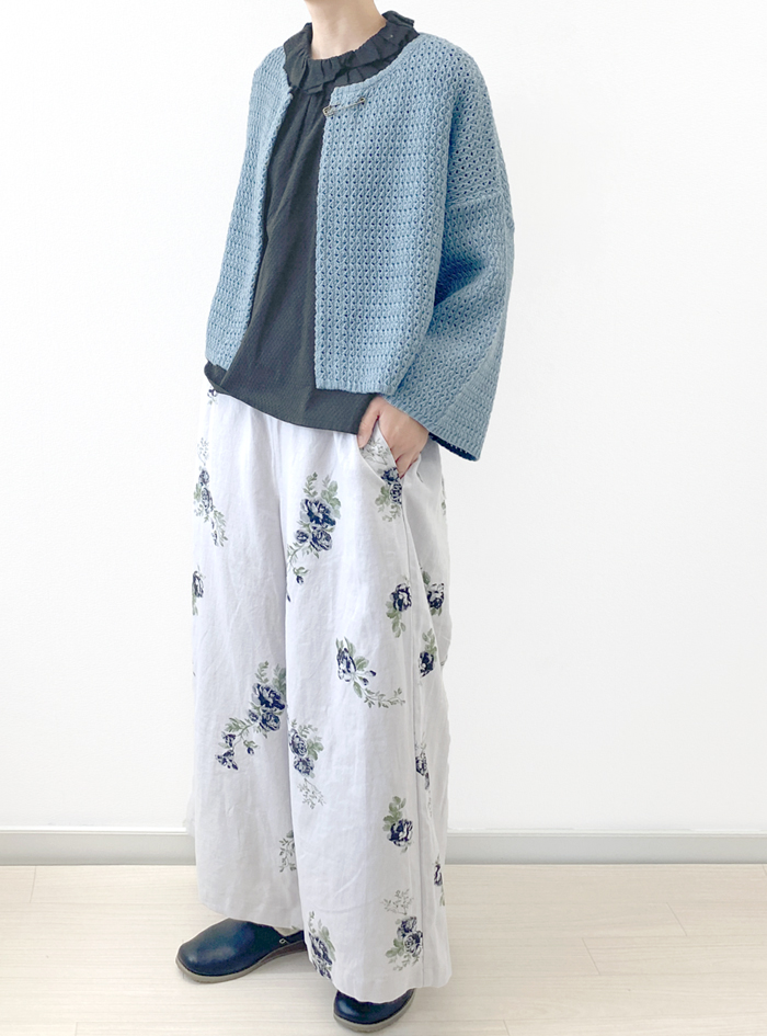 50%OFF!綿麻ローズプリントワイドパンツ ELLIFE ONLINE SHOP