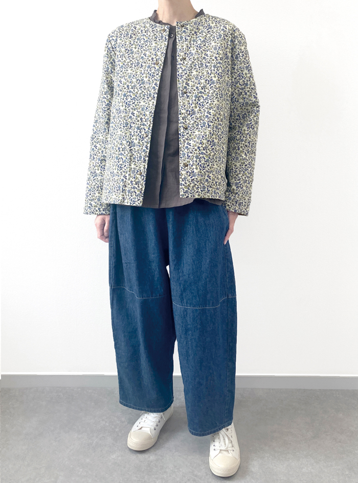 綿麻デニム切替コクーンパンツ ELLIFE ONLINE SHOP