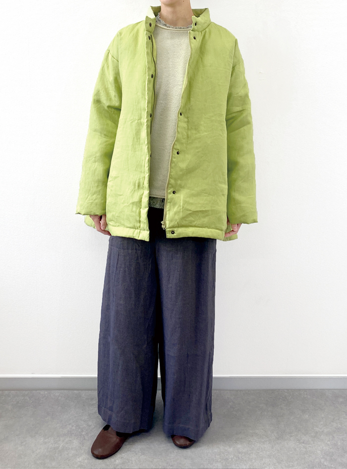 リゼッタウールリネン丸襟ダウンコート リゼッタウールリネン丸襟ダウンコート - メルカリ