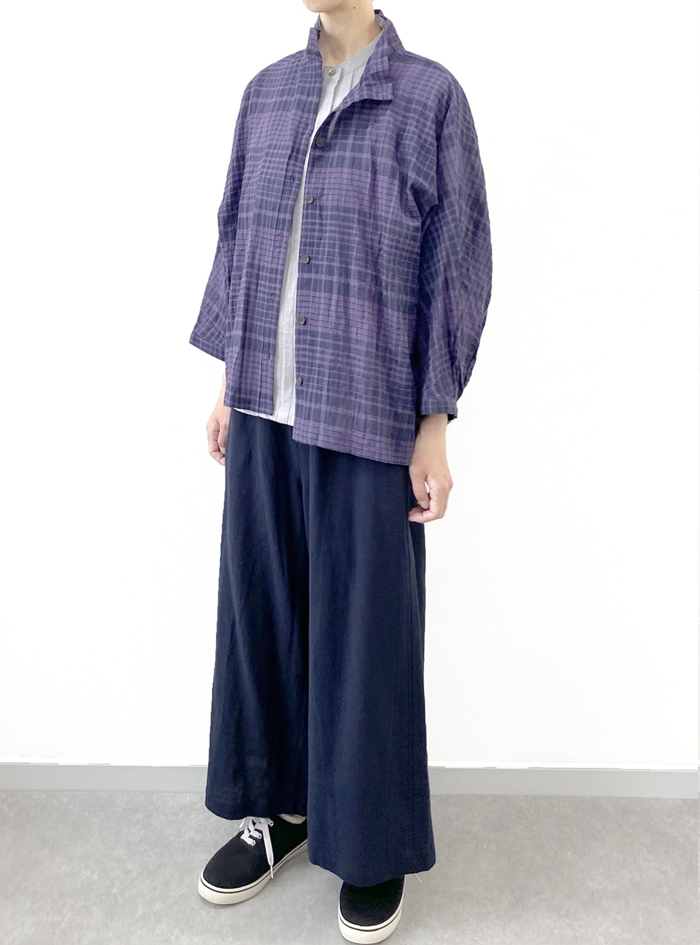 シャーリングチェックドルマンブラウス ELLIFE ONLINE SHOP